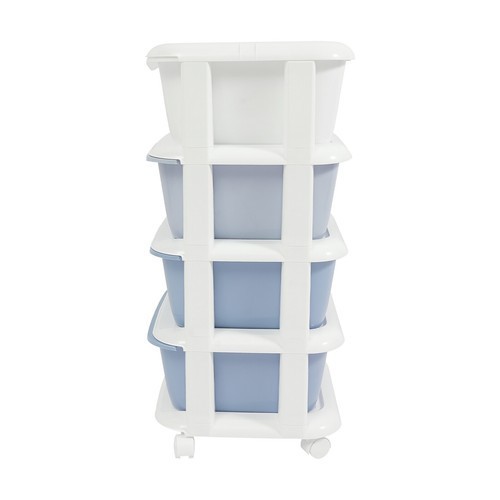 4 Tier Gradient Organizer Storage Box Blue Gradient with Wheels Pushable