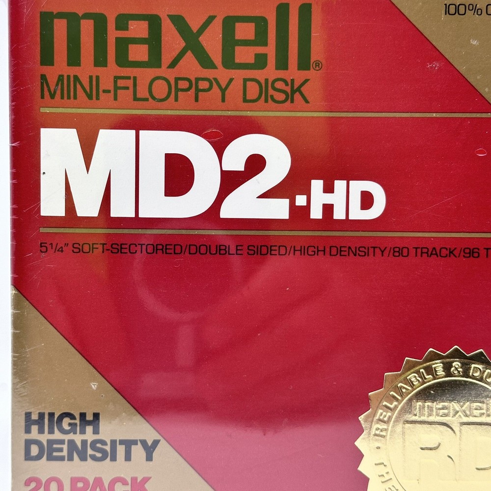 NEW Maxell MD2-HD Double Sided Double Density 5.25" Mini Floppy Disk 20-Pack