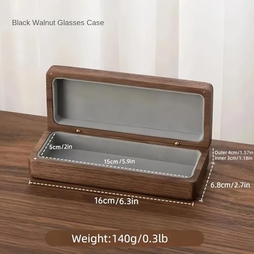 Handcrafted Solid Wood glasses case hard shell - Magnetic Closure, Black Walnut