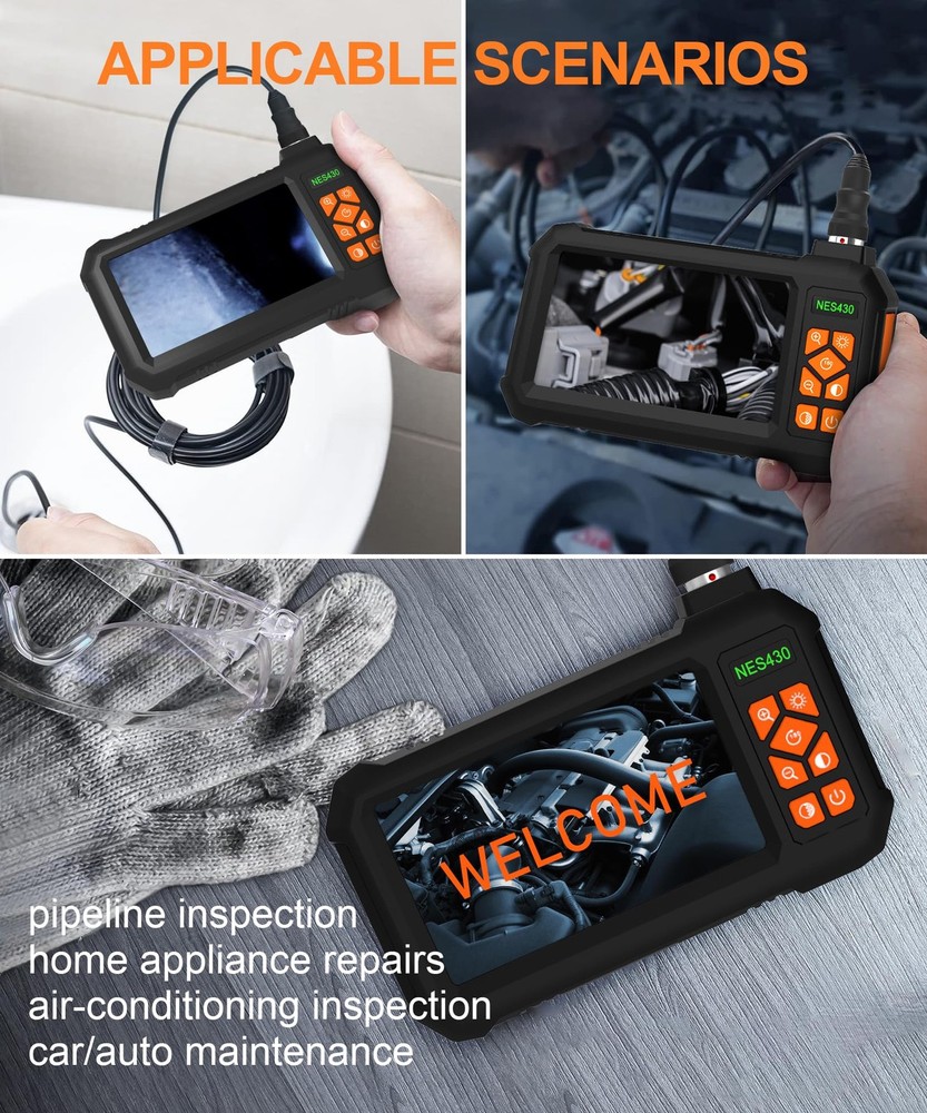 Industrial Endoscope Borescope Camera with Light, Borescope Inspection Camera...