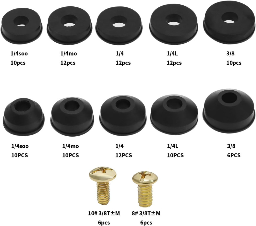 116PCS Faucet Washers Kit with Multi-Size Flat Washers Angled Washers Brass Scre
