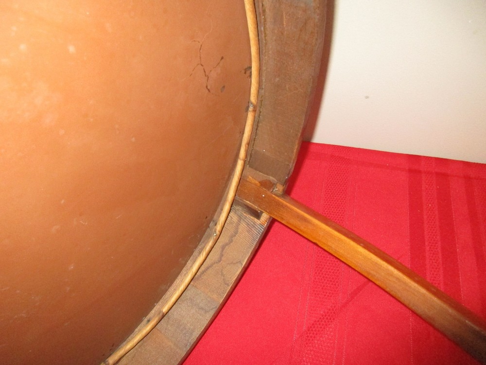 Mid Century Round Solid Wood / Glass End Table / Side Table