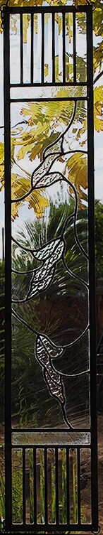 Stained Glass Window Panel Falling leaves clear iridized horizontal or vertical