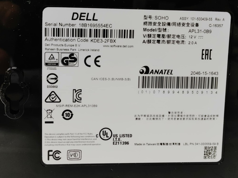 DELL APL31-0B9 SONICWALL SOHO Network Firewall