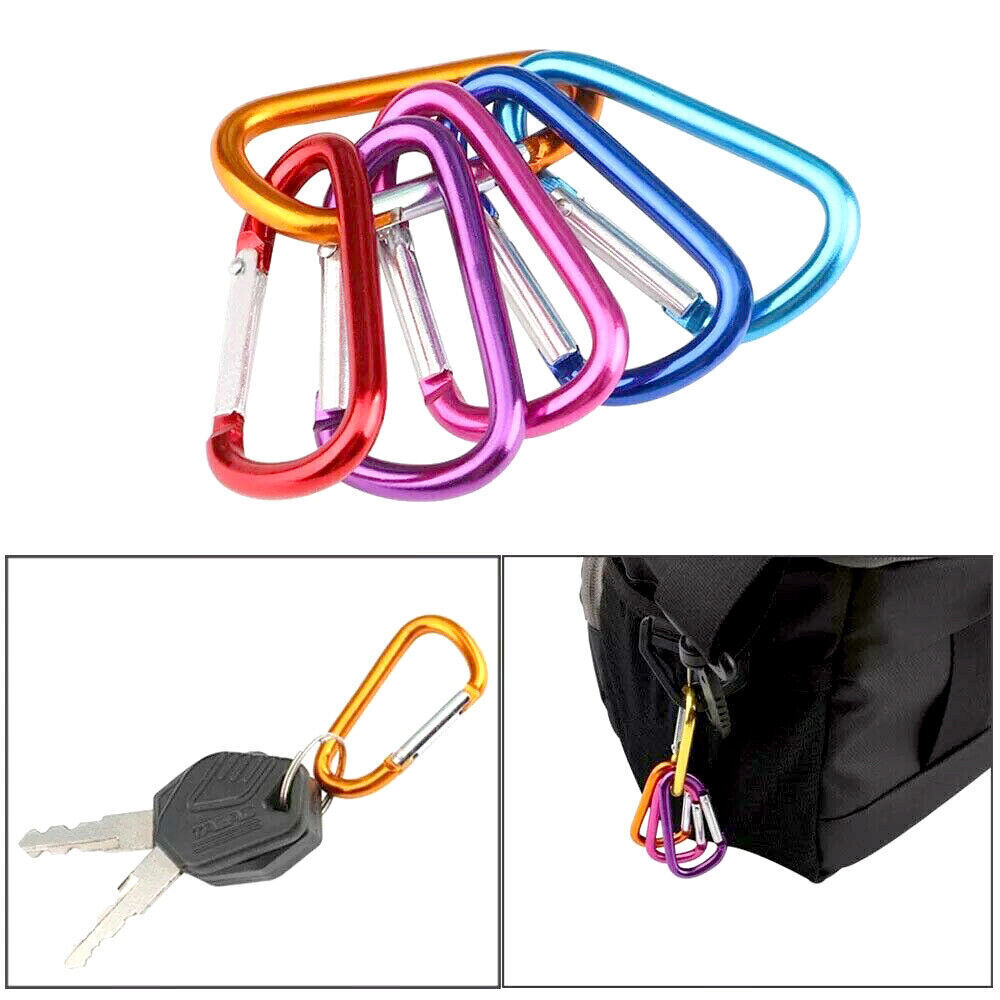 10/200 PCS Aluminum Carabiner D Shape Spring Clip Snap Key Hook Keychain Buckle