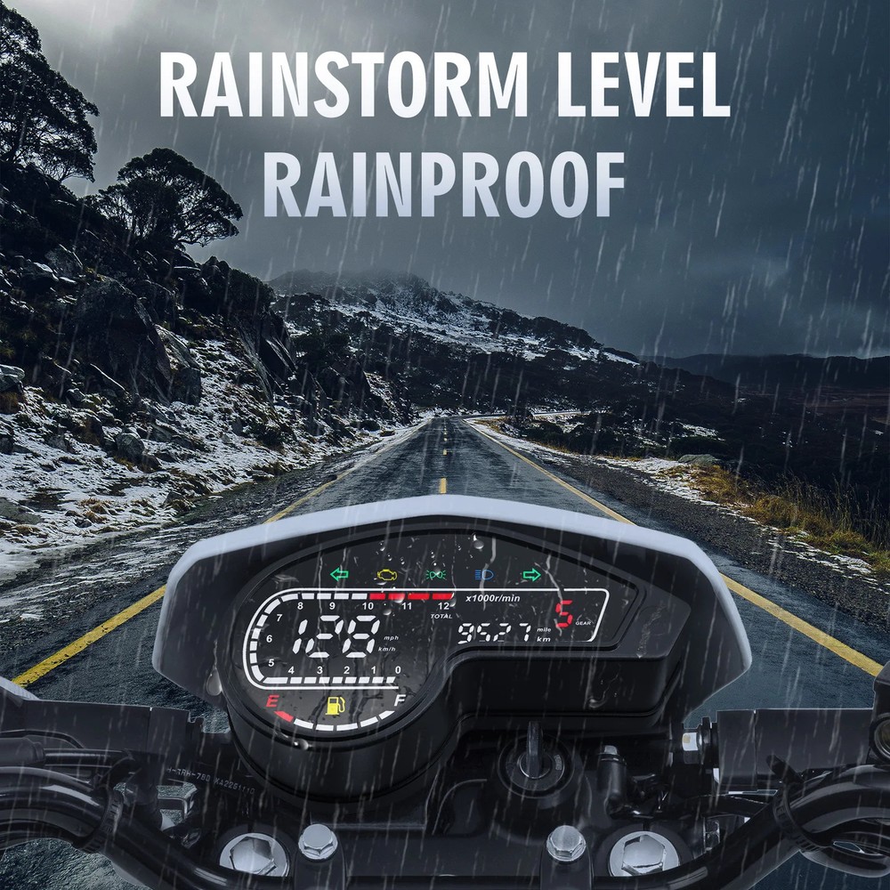 Universal Motor Digital Speedometer LED Tachometer Dashboard Instrument Panel