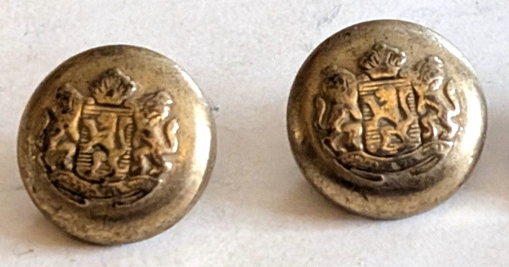 2 British Military Brass (or bronze) Buttons - I think WWII era.