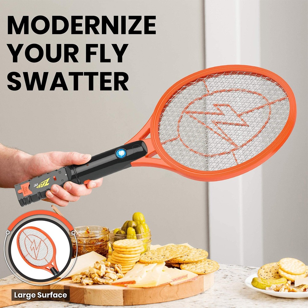 ZAP IT! Bug Zapper Rechargeable Bug Zapper Racket, 4,000 Volt, USB Charging C...