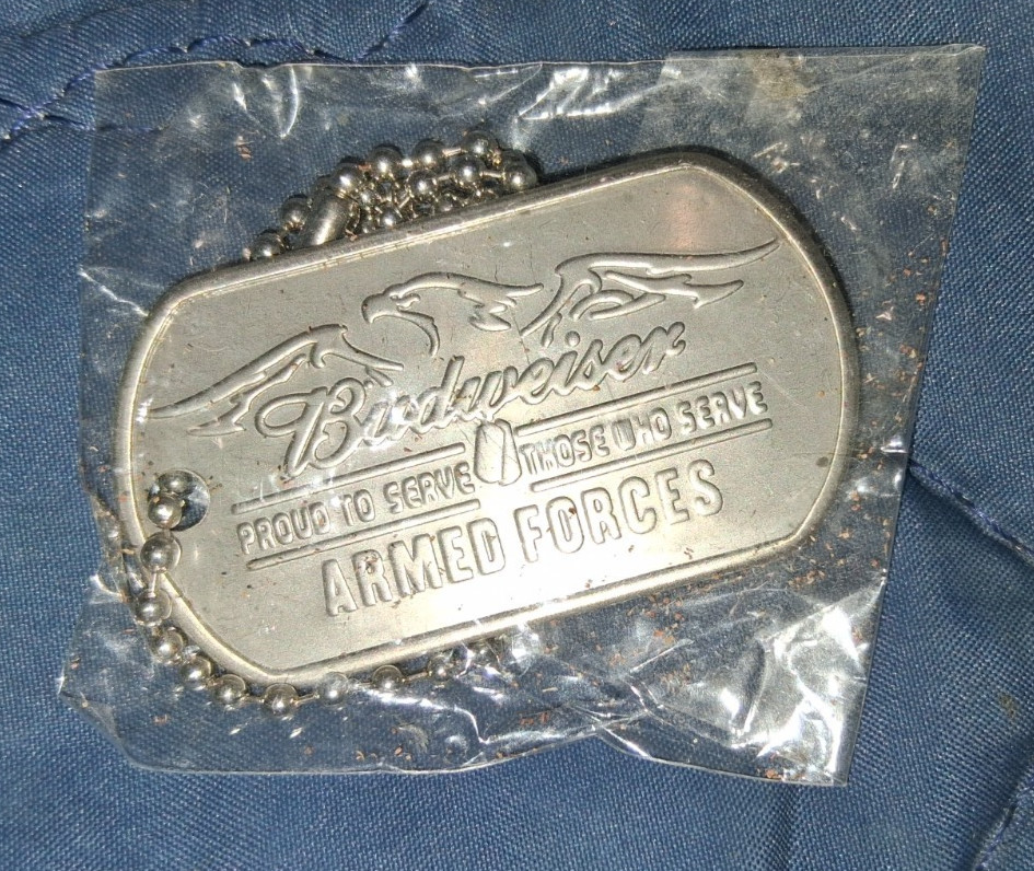 Budweiser Armed Forces Dog Tag and chain