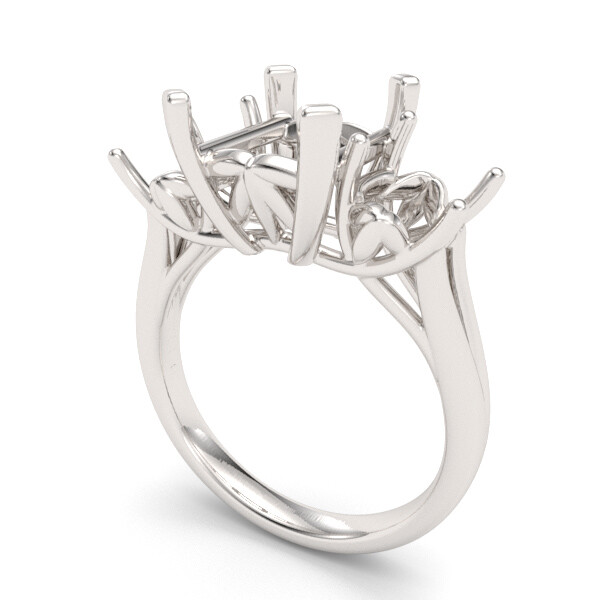 Emerald Cut & Oval Three Stone Ring 14k Solid Gold