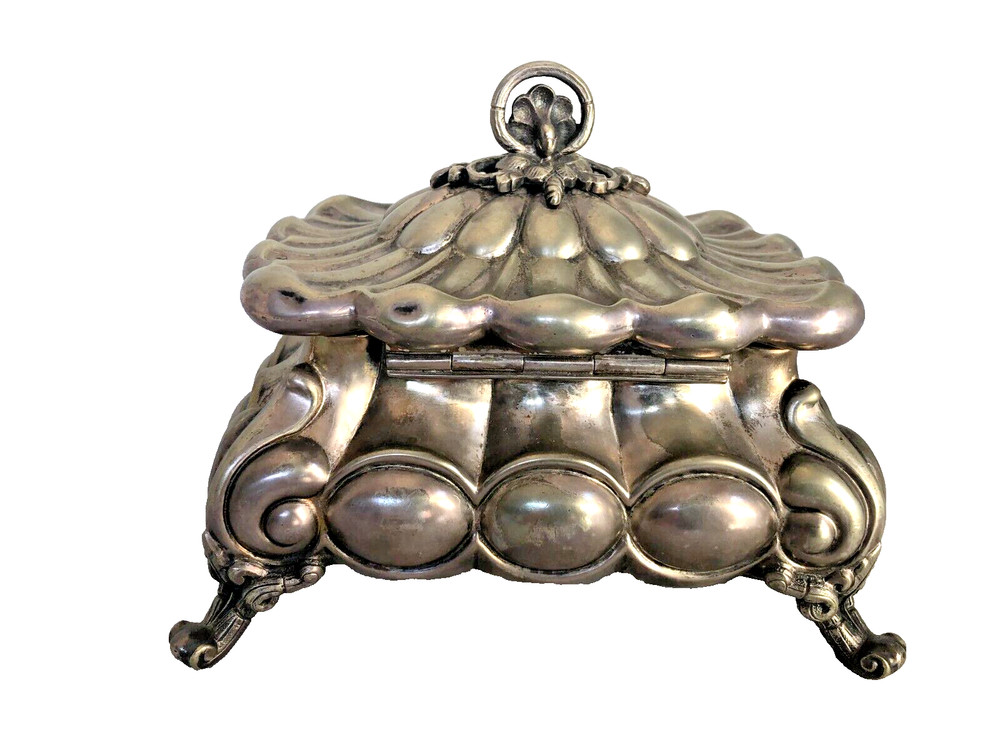 Antique Silver Plated Brass Sugar Box