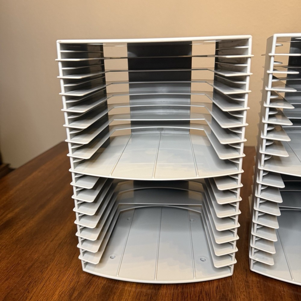 Set Of 2 Kensington QuickTrieve Stackable Modular CD Storage Tower 16 Disk Gray