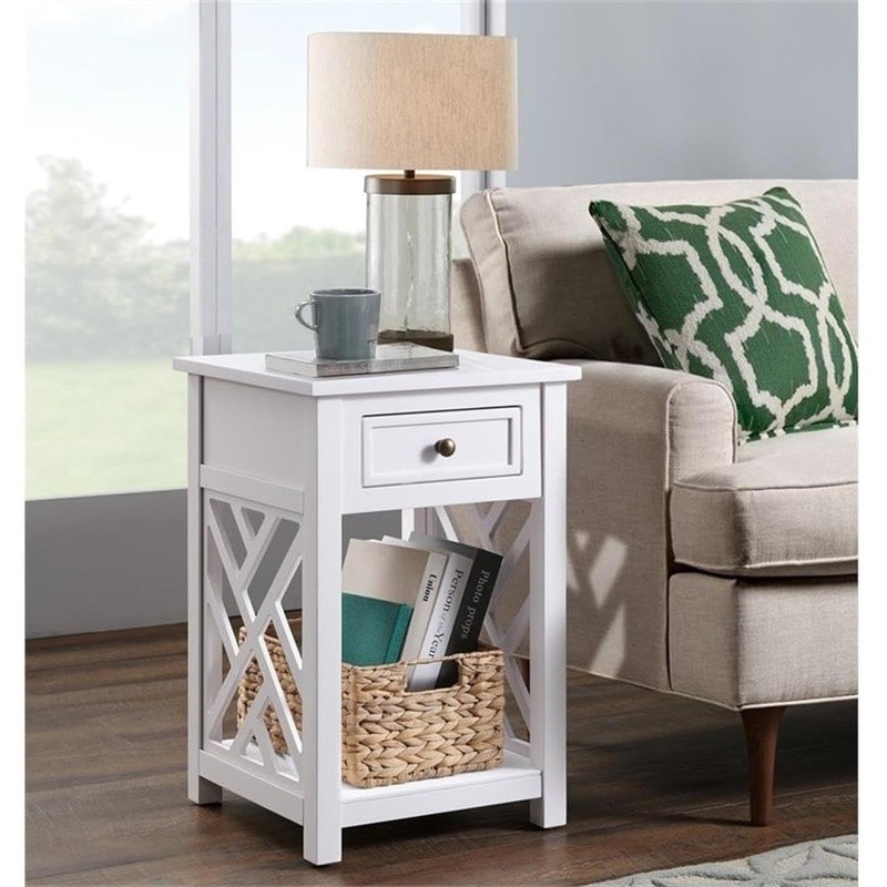 Coventry Wood End Table W/ Drawer & Shelf Modern Versatile Storage Solution New