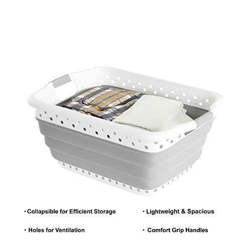 Collapsible Plastic Laundry Basket - Space-Saving Portable Clothes Hamper
