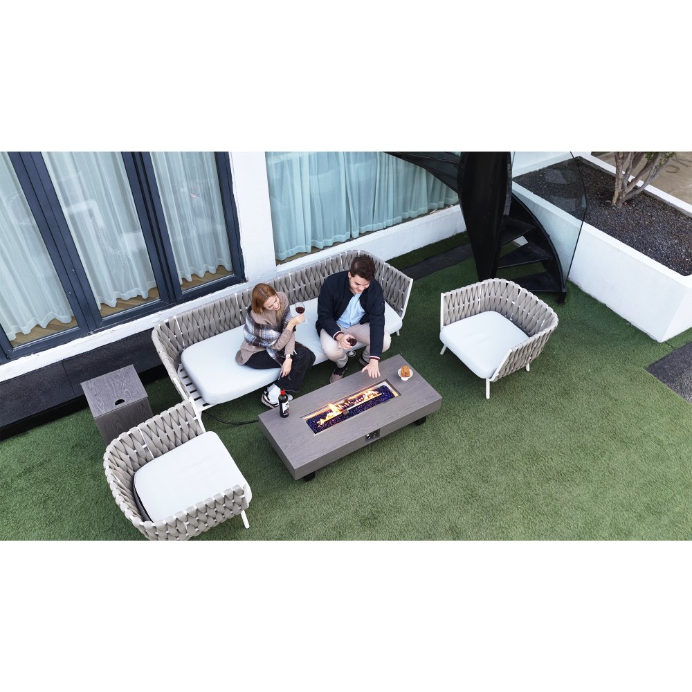 54" Rectangular Propane Fire Pit Table 50K BTU Low-Profile Modern Patio Heater