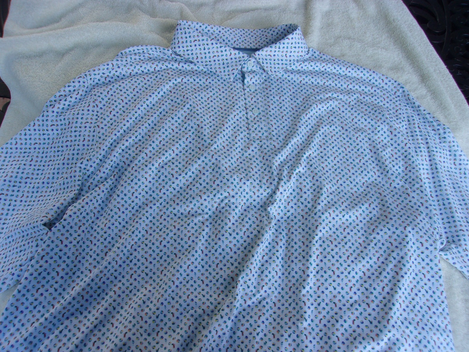 NWT Walter Hagen golf polo, men's XLT, 2XLT, white, beachballs print, $70