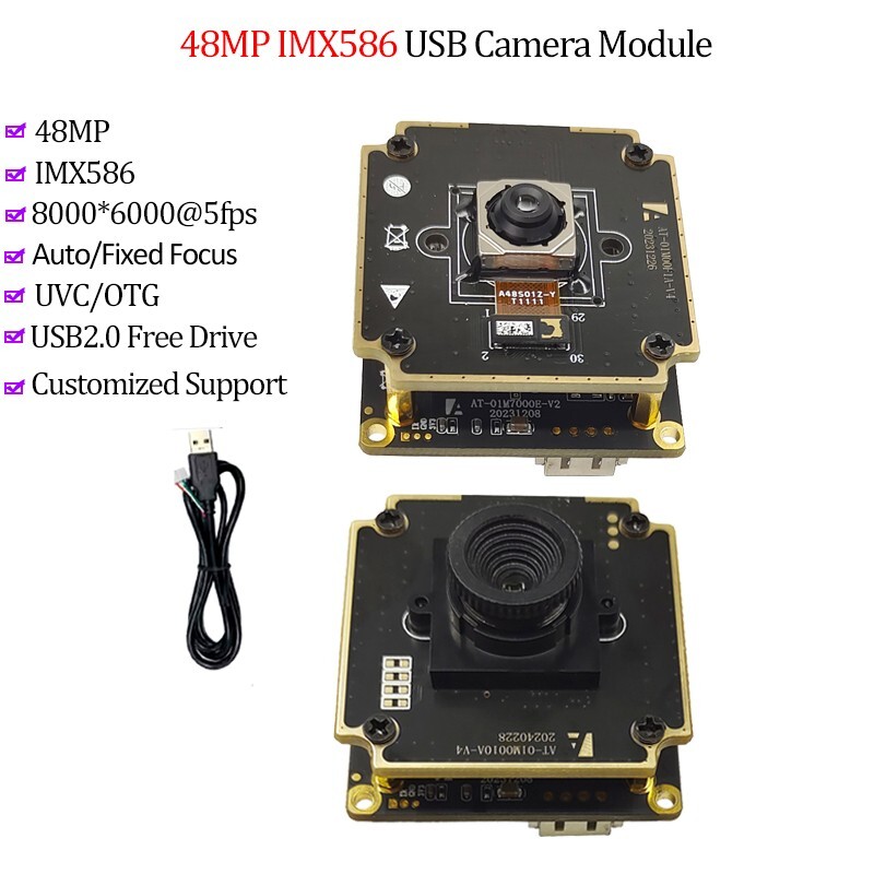 48MP IMX586 USB Camera Module cmos PDAF Autofocus AF/FF Lightburn Webcam UVC/OTG