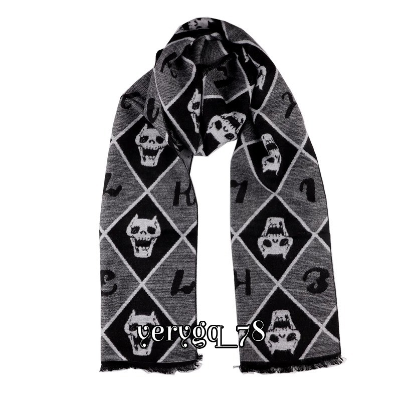 JoJo's Bizarre Adventure Kira Yoshikage Velvet Scarf Black Skull Warm Scarf Gift