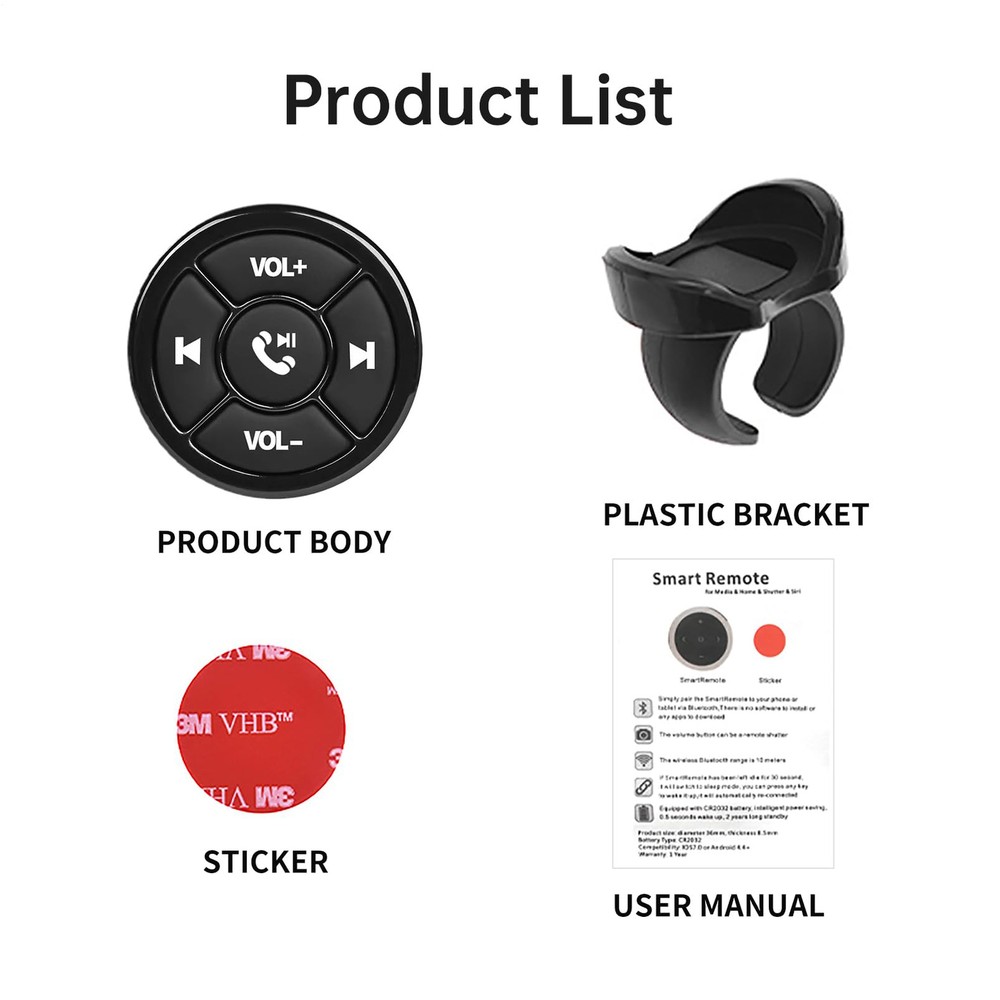 Car Wireless Steering Wheel Button Remote Control Media Button Radio Controller