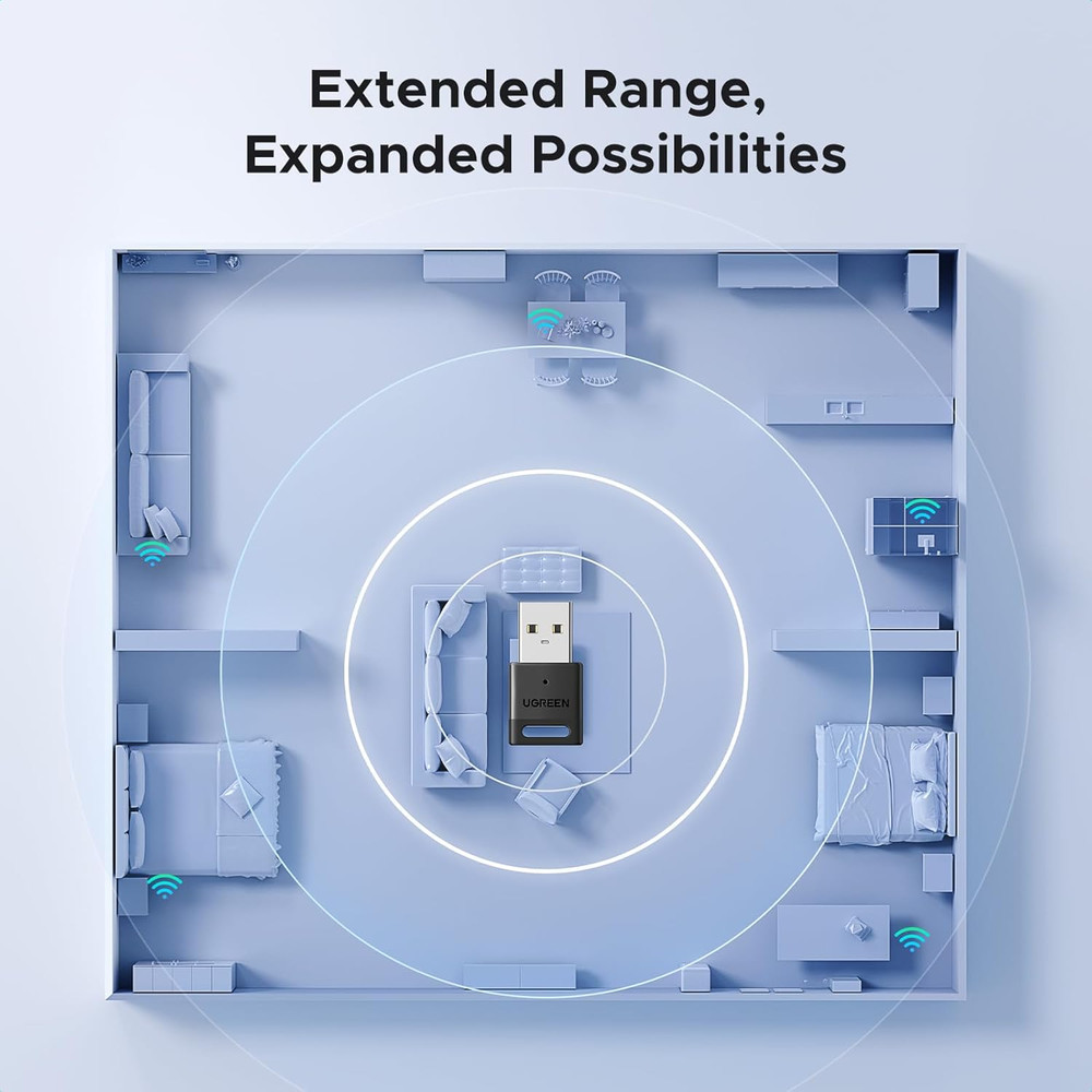 UGREEN USB Bluetooth Adapter for PC Bluetooth 5.4 Dongle Receiver EDR & BLE, Plu