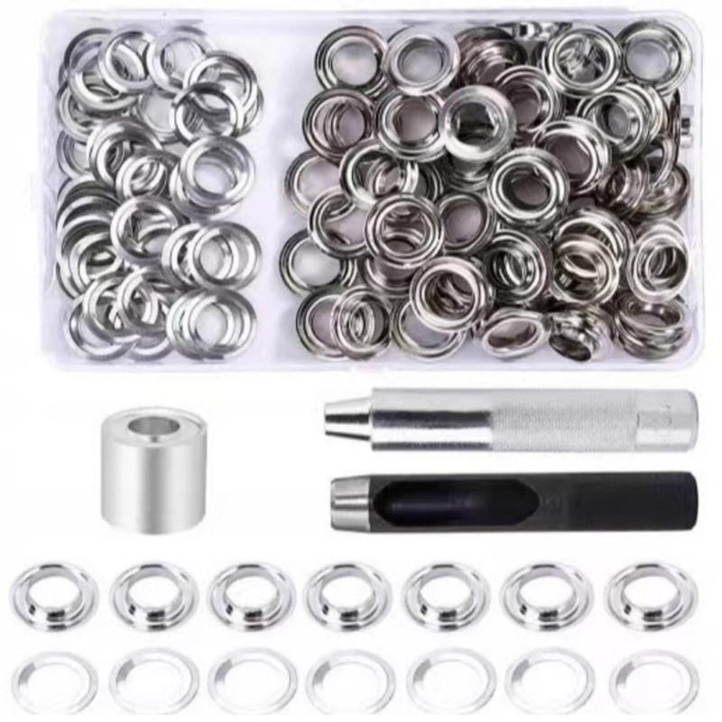 100Sets Grommet Tool 10mm Eyelets with 3pcs Installation Tools for Craft Making