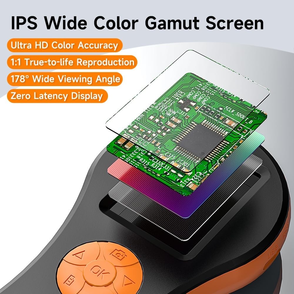 Digital Microscope Handheld 2.0 inch IPS Color Screen,Portable Orange