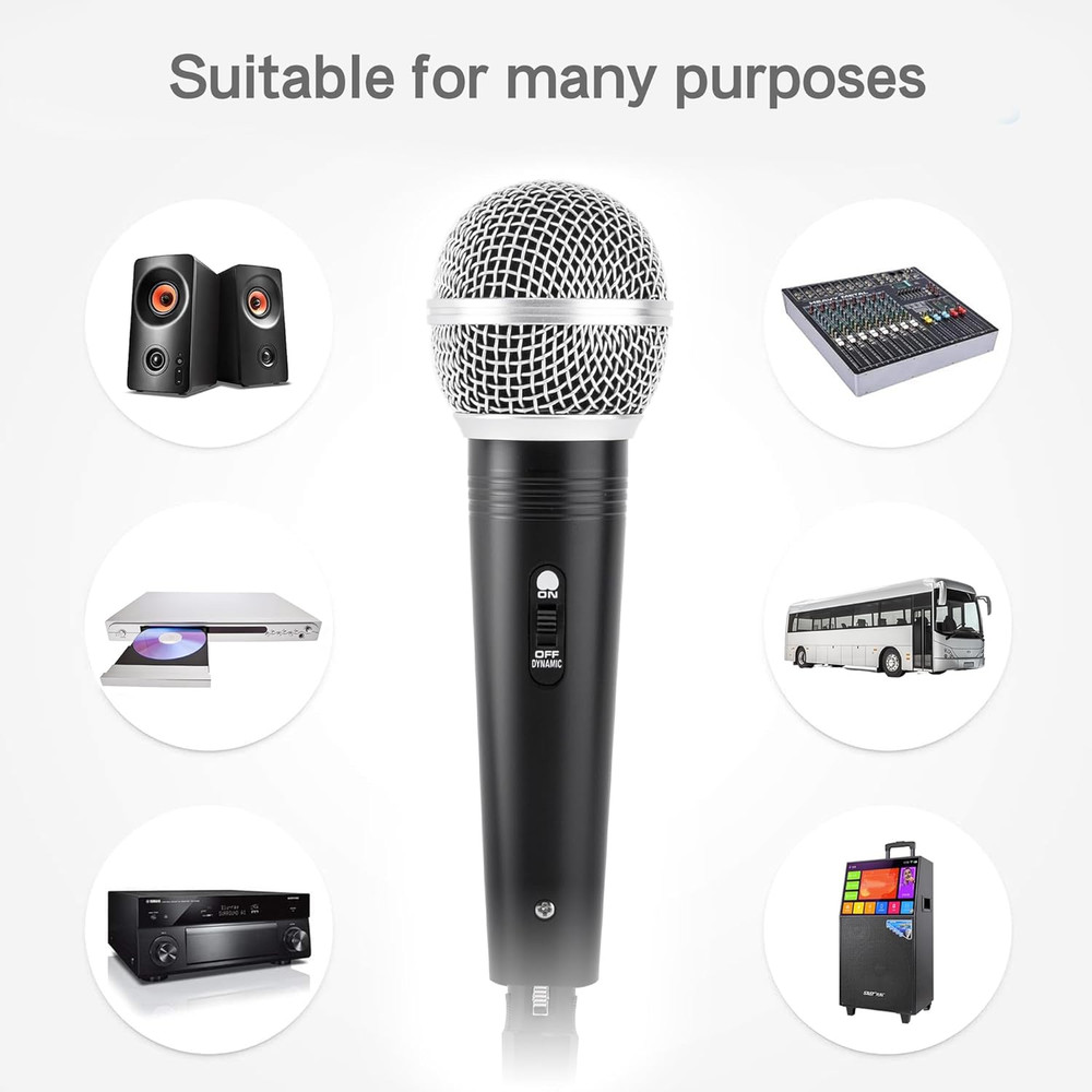 Dynamic Karaoke Microphone for Singing, Metal Handheld Wired Microphone, 13Ft Ca