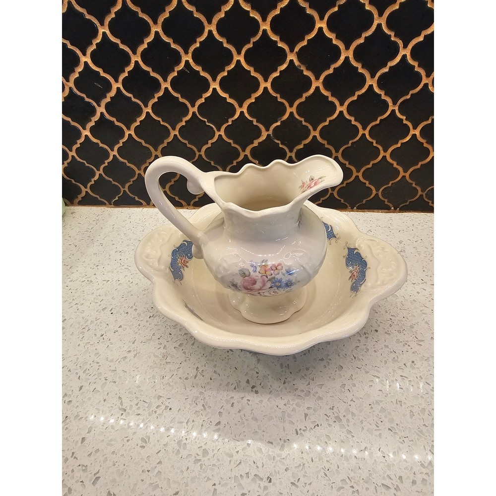 Ironstone Staffordshire Bowl and Pitcher