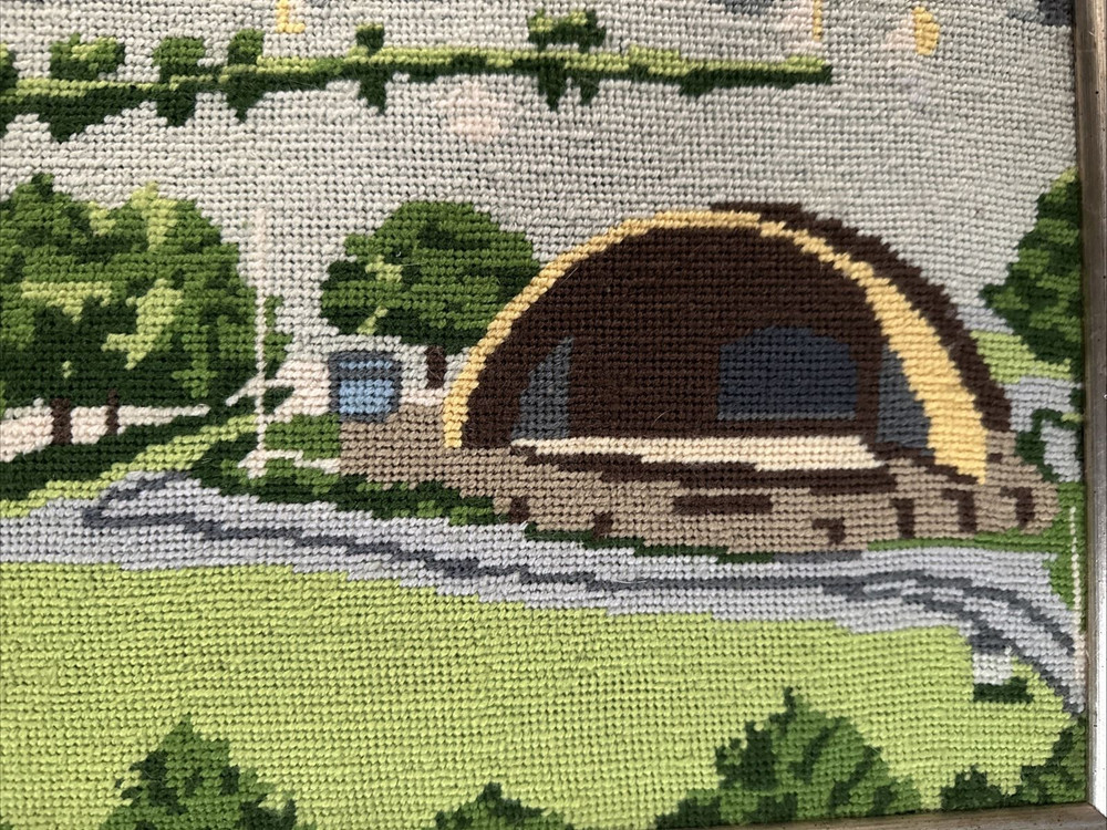 Handmade Framed Needlepoint Hatch Shell Boston 14" X 17"