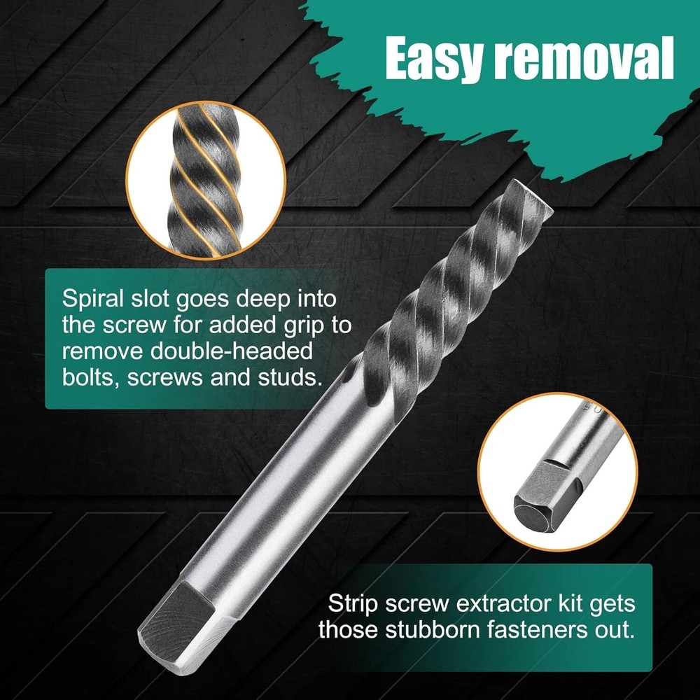 Durable Screw Extractor and Left Hand Drill Bit Set - 10-Piece HSS M2 Quality
