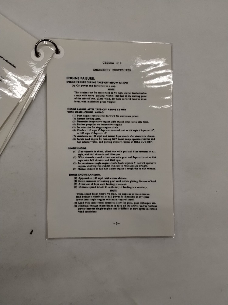 Cessna 310 Checklist (Laminated)-Copy