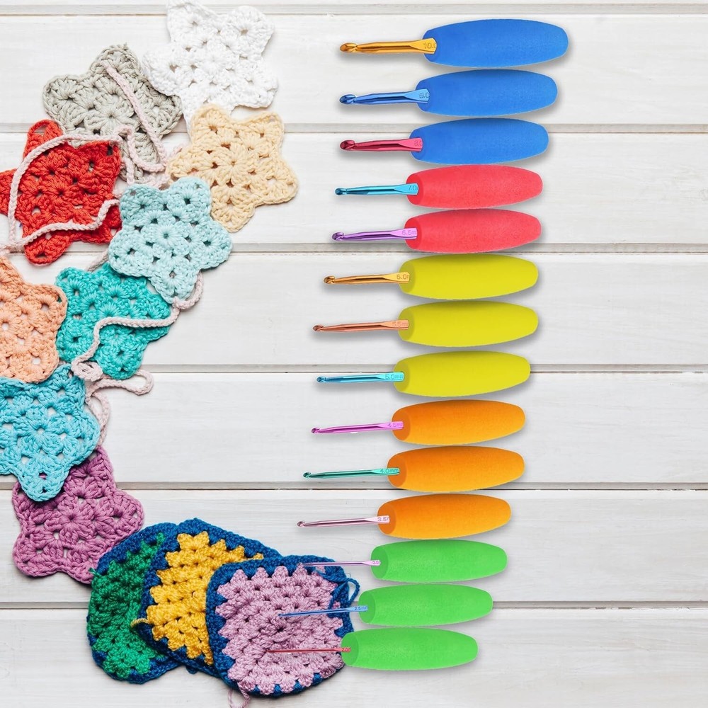 5PCS Crochet Hook Grips Set Ergonomic Crochet Hook Handle Multi-Size New
