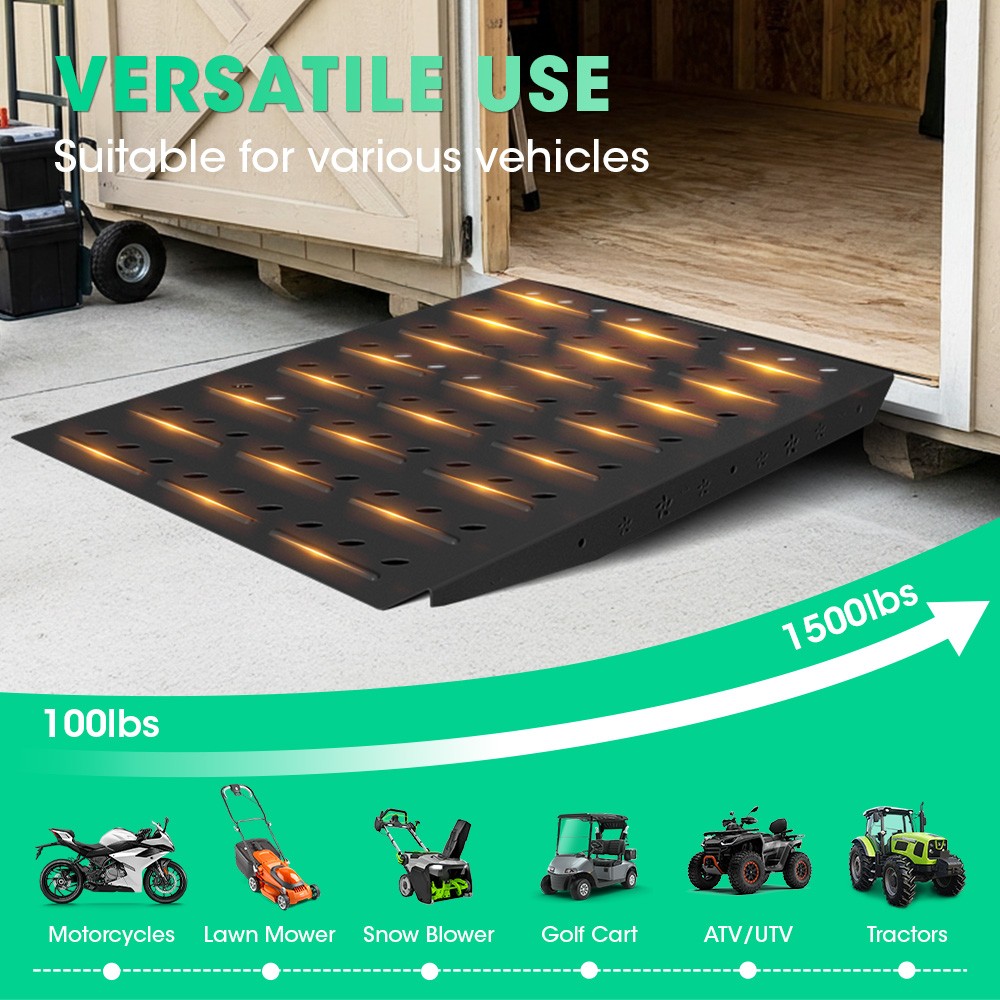 36" x 24" Shed Ramps for Riding Mower Anti-Slip Punch Plate Ramps for ATV Black