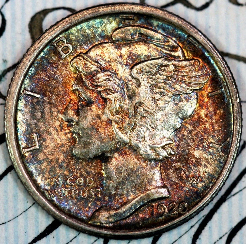 1920-D SOLID+ GEM BU MS MERCURY SILVER DIME DC240 FROM MATTHEWS HOARD