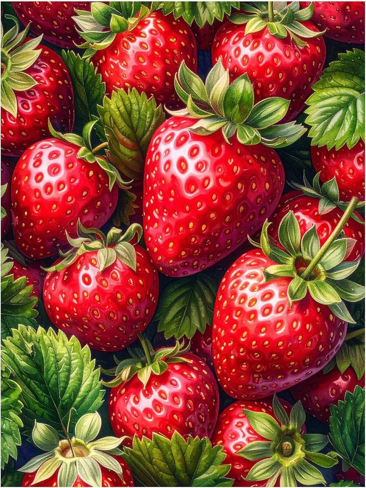 Tile Mural Fresh Strawberry Ripe Berries Kitchen Wall Backsplash Marble Ceramic