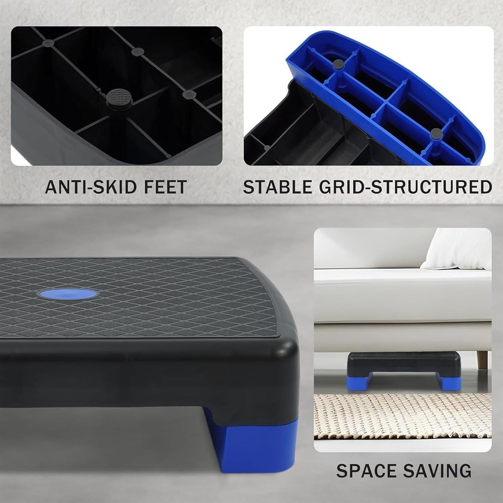 18" Adjustable Aerobic Stepper Platform with Non-Slip Surface – 440 lbs Capacity
