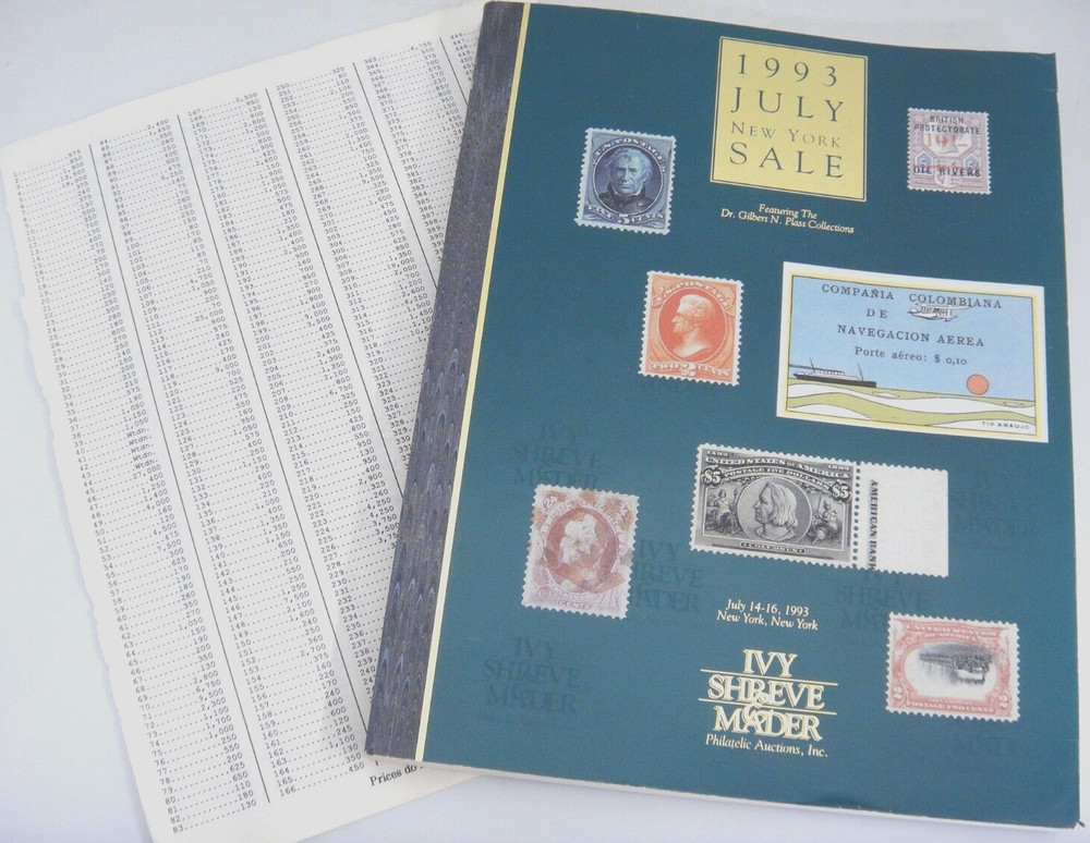 Ivy Shreve Mader Stamp Auction Catalog 1993 Gilbert Plass Collections US Foreign