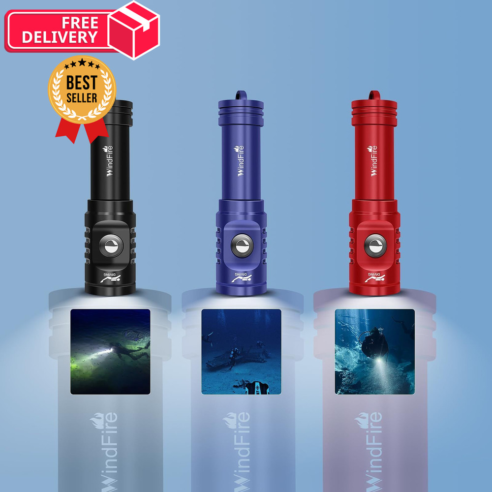 WINDFIRE TS08 Dive Light Super Bright, Scuba Flashlight Red-TS08