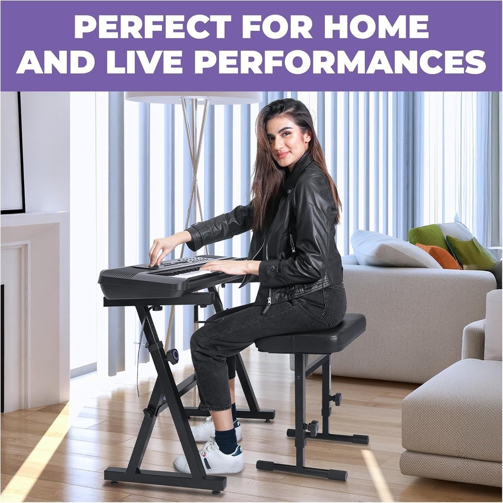 Lightweight Adjustable Digital Piano Stand & Bench - Easy Setup for Musicians