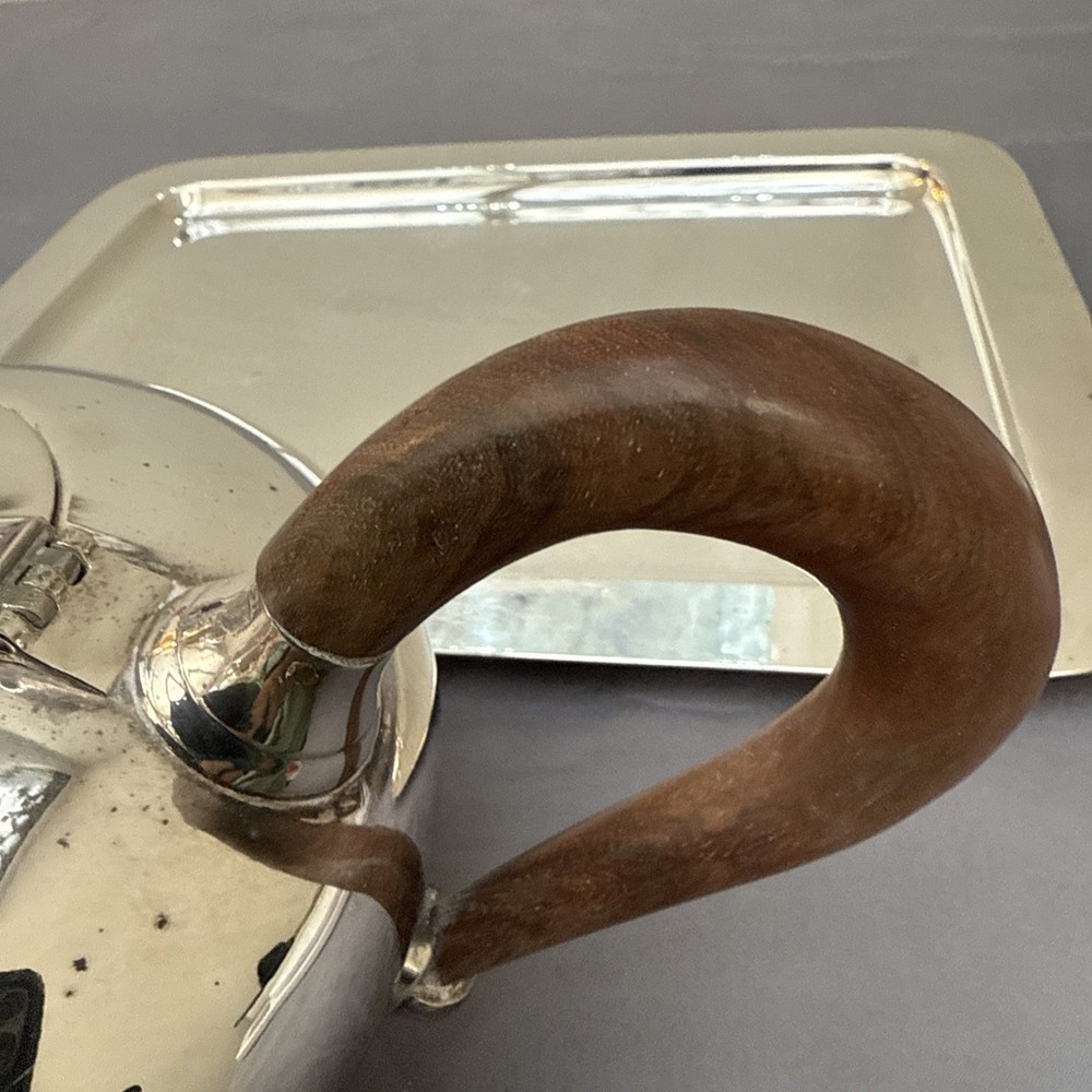 L'ecuyer France Silverplate Vintage Tea Pot, Sugar Bowl, Jub & Tray Set. (B55)