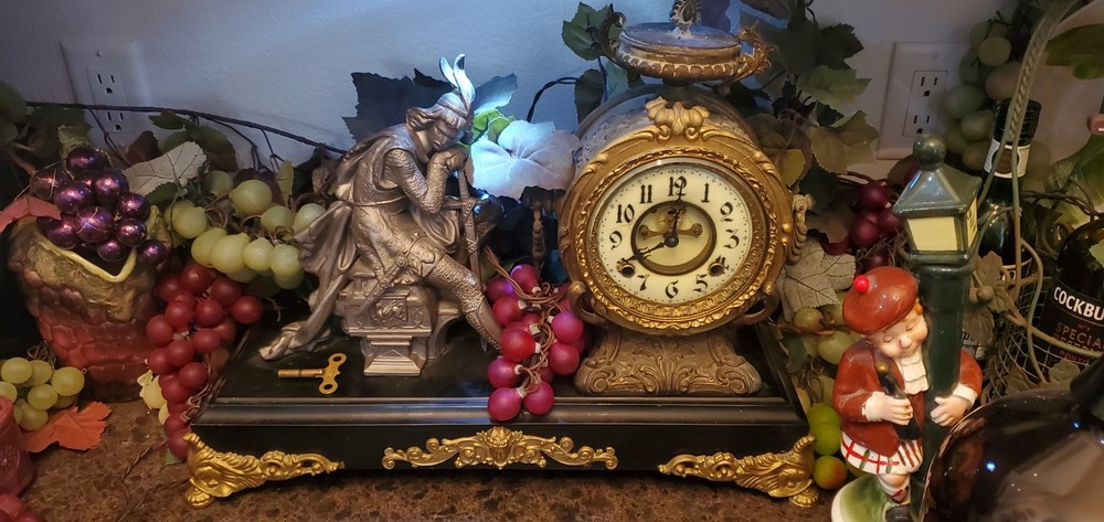 An Antique New Haven "Ivanhoe" Statue Clock