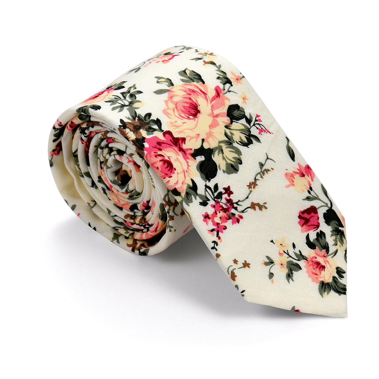 Men's Floral Printed Tie Necktie Casual Narrow Skinny Neck Tie for Wedding Party
