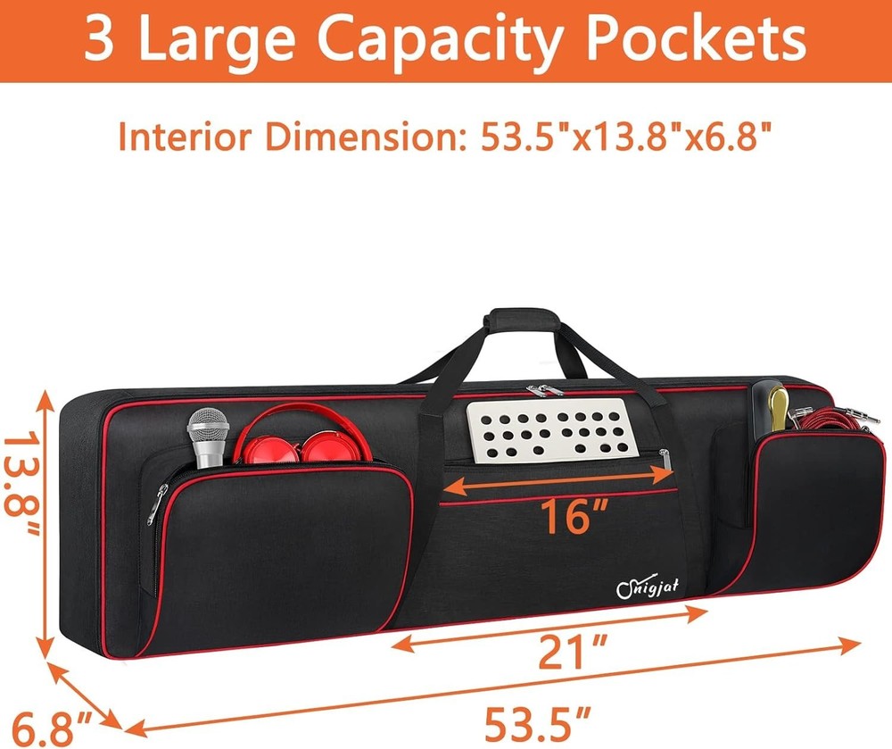 Versatile Padded Keyboard Case for 88-Key Instruments - Organizational Pockets