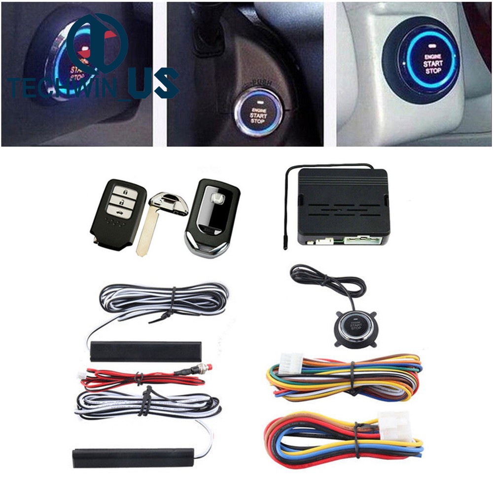 GPS Car Alarm Security System Push Button Start Passive Keyless Remote Kit