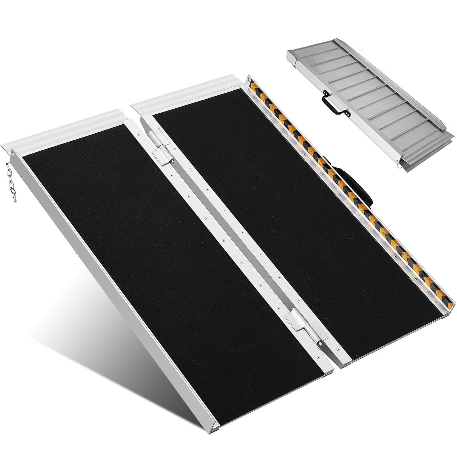 5 ft 800 lbs Folding Wheelchair Ramp Aluminum Mobility Ramp Portable Non-Slip