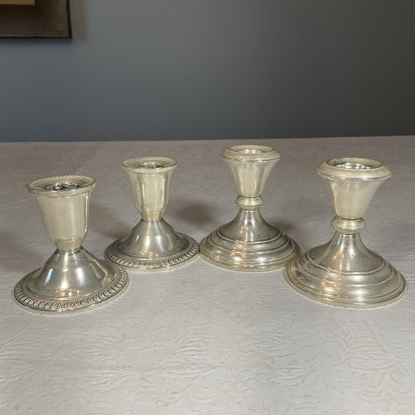 Sterling Silver Weighted Candlestick Candle Holders Lot Of 4 Duchin & Crown