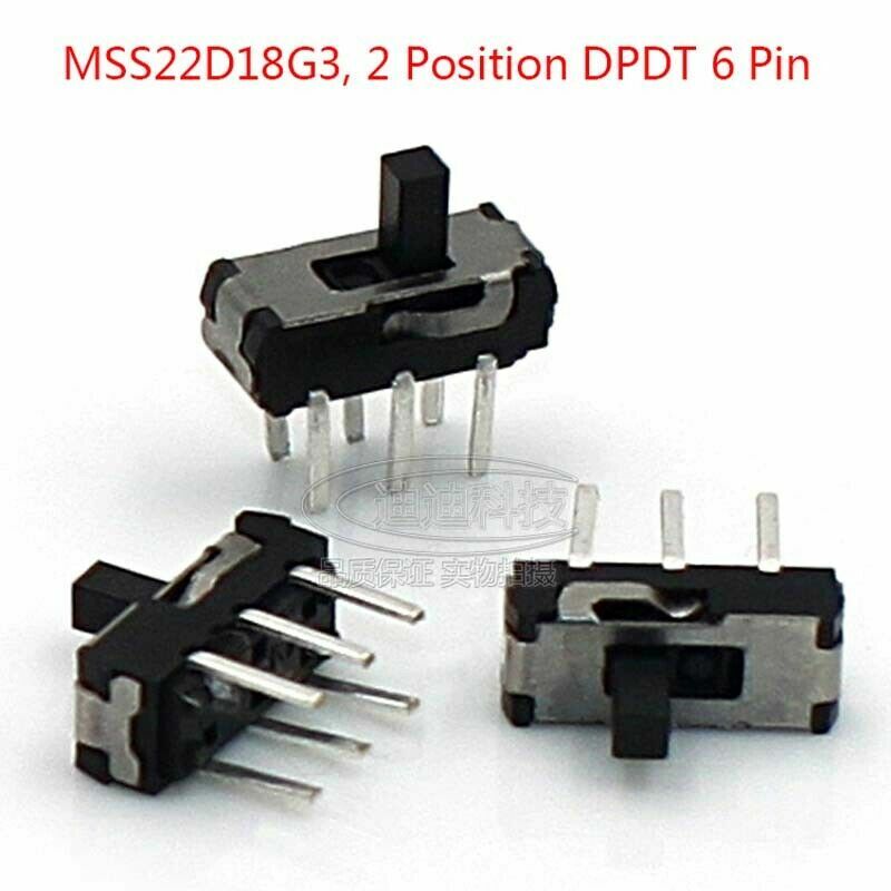 2 Position ON-OFF DPDT 2P2T 6 Pin PCB Panel Vertical Slide Switch Microswitch