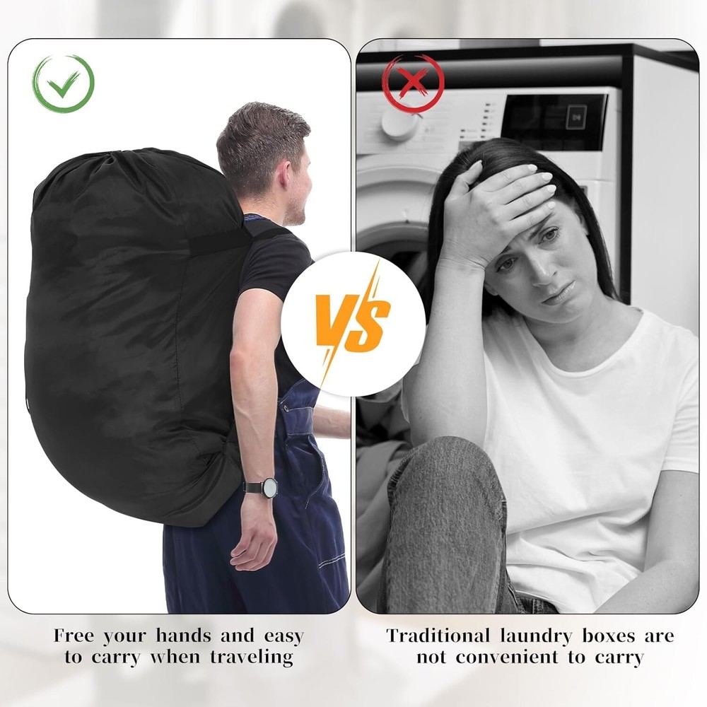Backpack Laundry Bag with Shoulder Straps with Drawstring Closure for Travel
