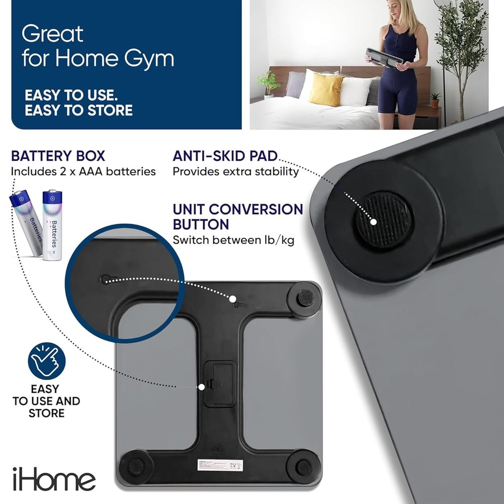 High-Precision Grey Digital Scale with LED Display, Maximum 396 lbs Capacity