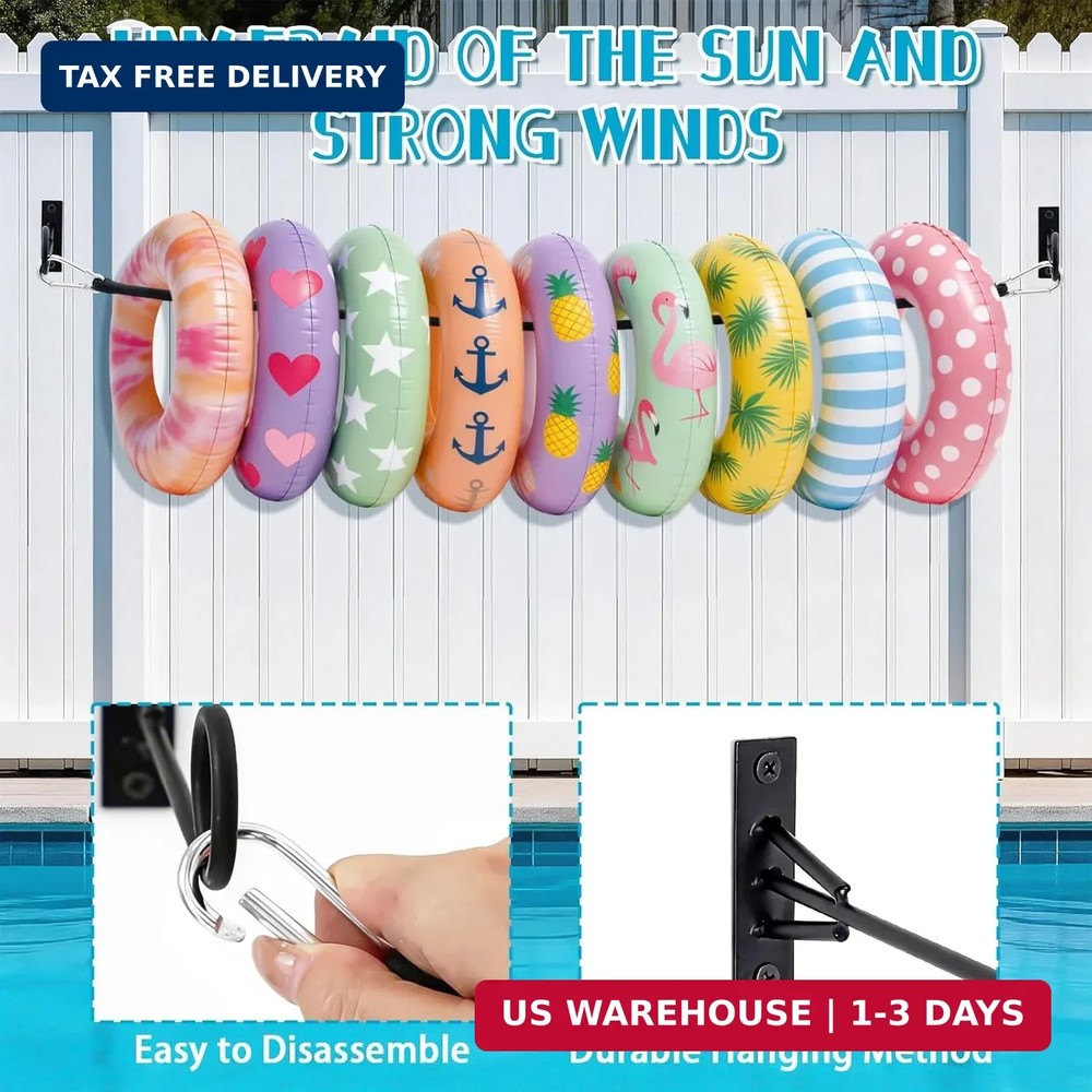 MUOUAKATE Pool Float Storage Holder, 63 Inch Wall Mount Pool Float Organizer Sto